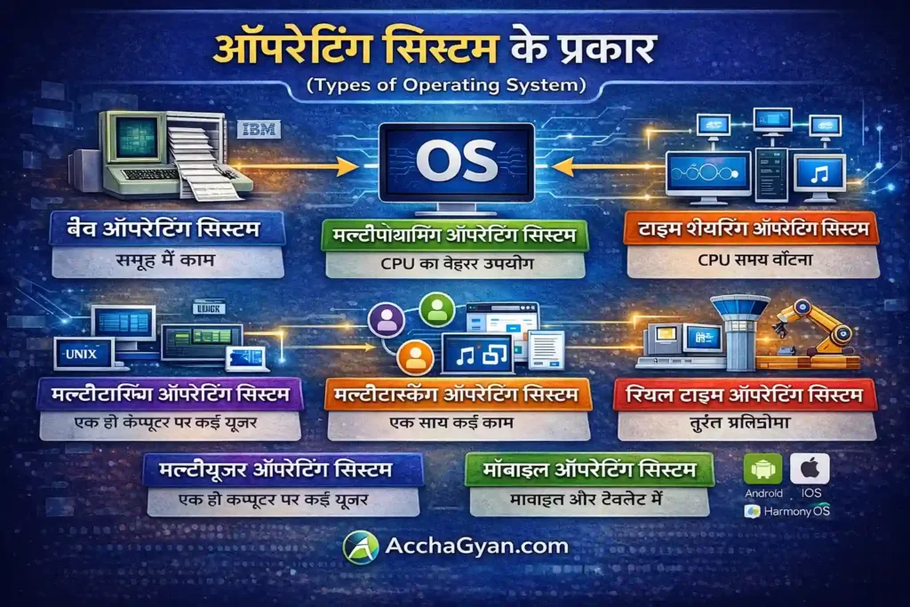 Types of Operating System in Hindi
